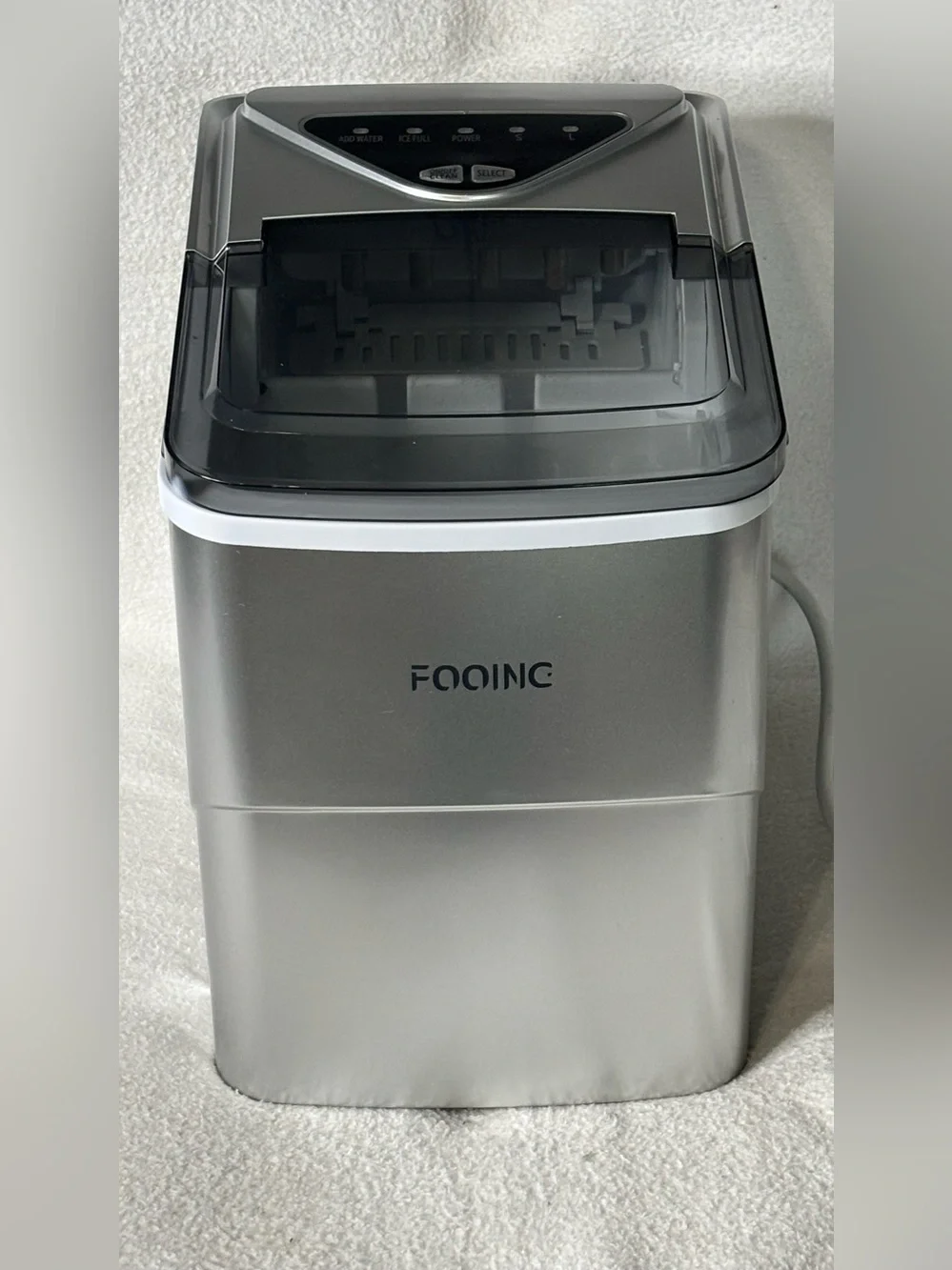FOOING Countertop Ice Maker Machine Silver – Pre-Owned – Cosmetic Damage